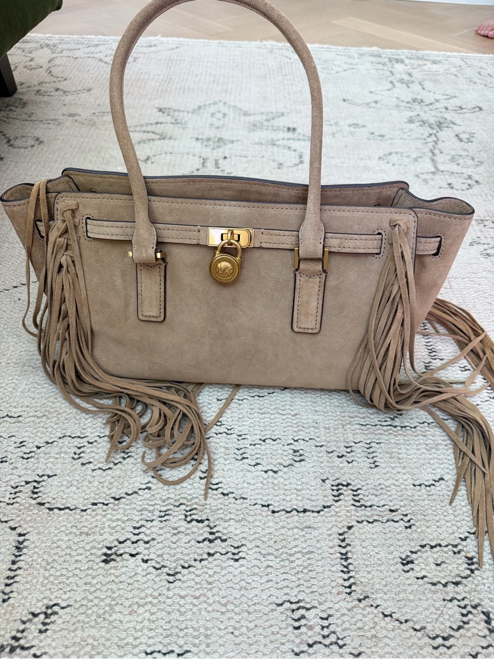 Hamilton Moderne Small Fringed Suede Satchel
